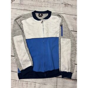 Red Ape 2XL Full Zip Bomber Jacket Gray White Blue Quilted Streetwear